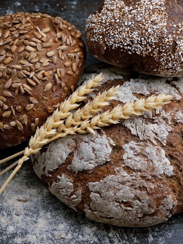 Artisan bakery display with fresh breads and pastries